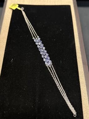 Sterling Silver 4.35 TCW Tanzanite Bracelet 7.5"